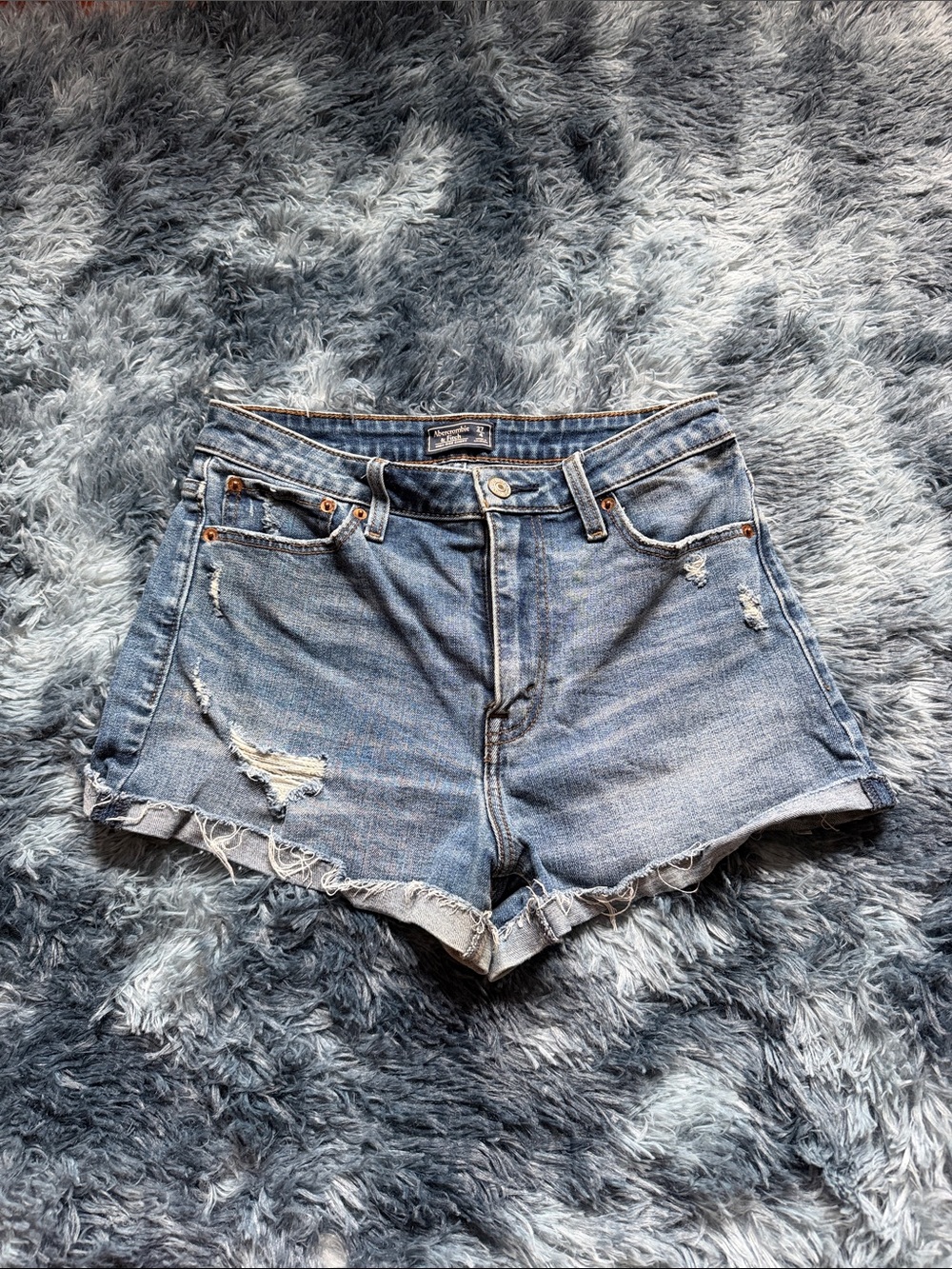 Abercrombie & Fitch Blue Distressed Denim Shorts